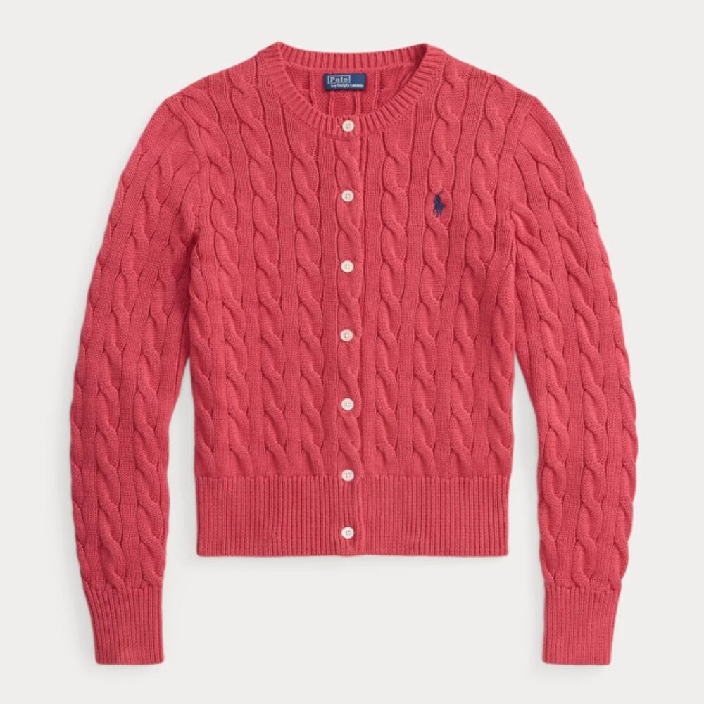 Womens Ralph Lauren nantucket red cardigan sweater size L , NWT MSRP $198